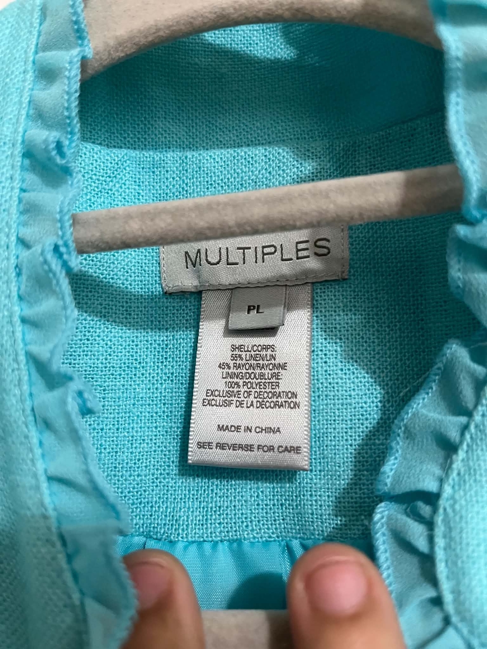 Multiples Aqua Ruffle-Cuff Collarless Jacket - Picture 3 of 11